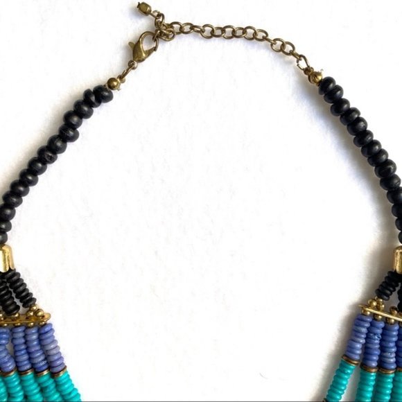 Taneesi Indian Blue Gold Layered Beaded Necklace - Picture 5 of 10